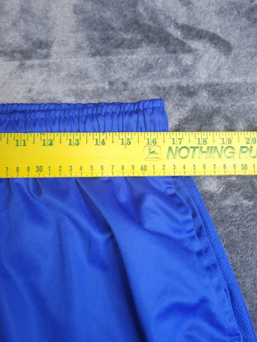 Blue Athletic Shorts with White Center Stripe
